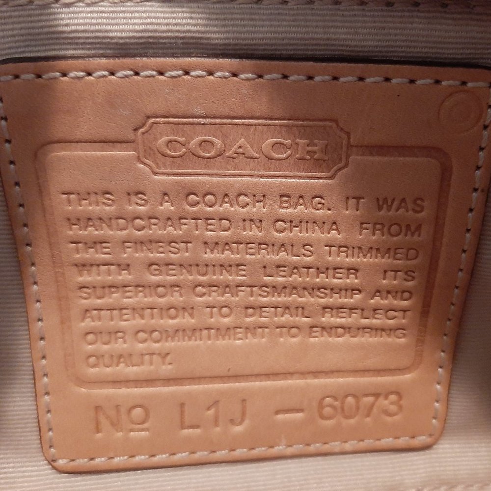 COACH mini navy canvas and tan leather bag - Picture 6 of 9